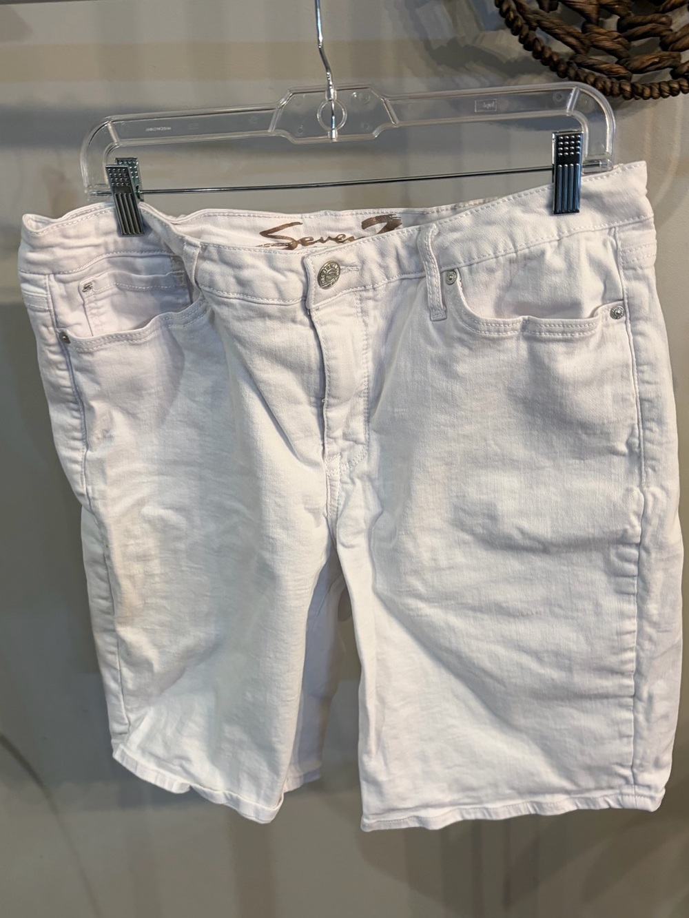 Seven7 White Denim sunset Bermuda Shorts size 16